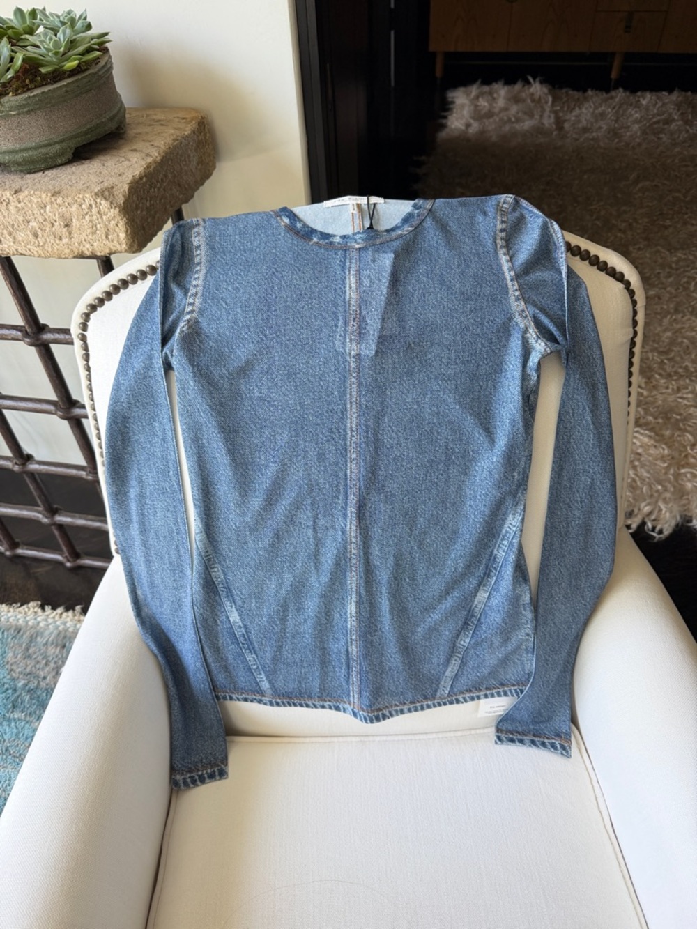 rag & bone Light Blue Denim Long-Sleeve Tee